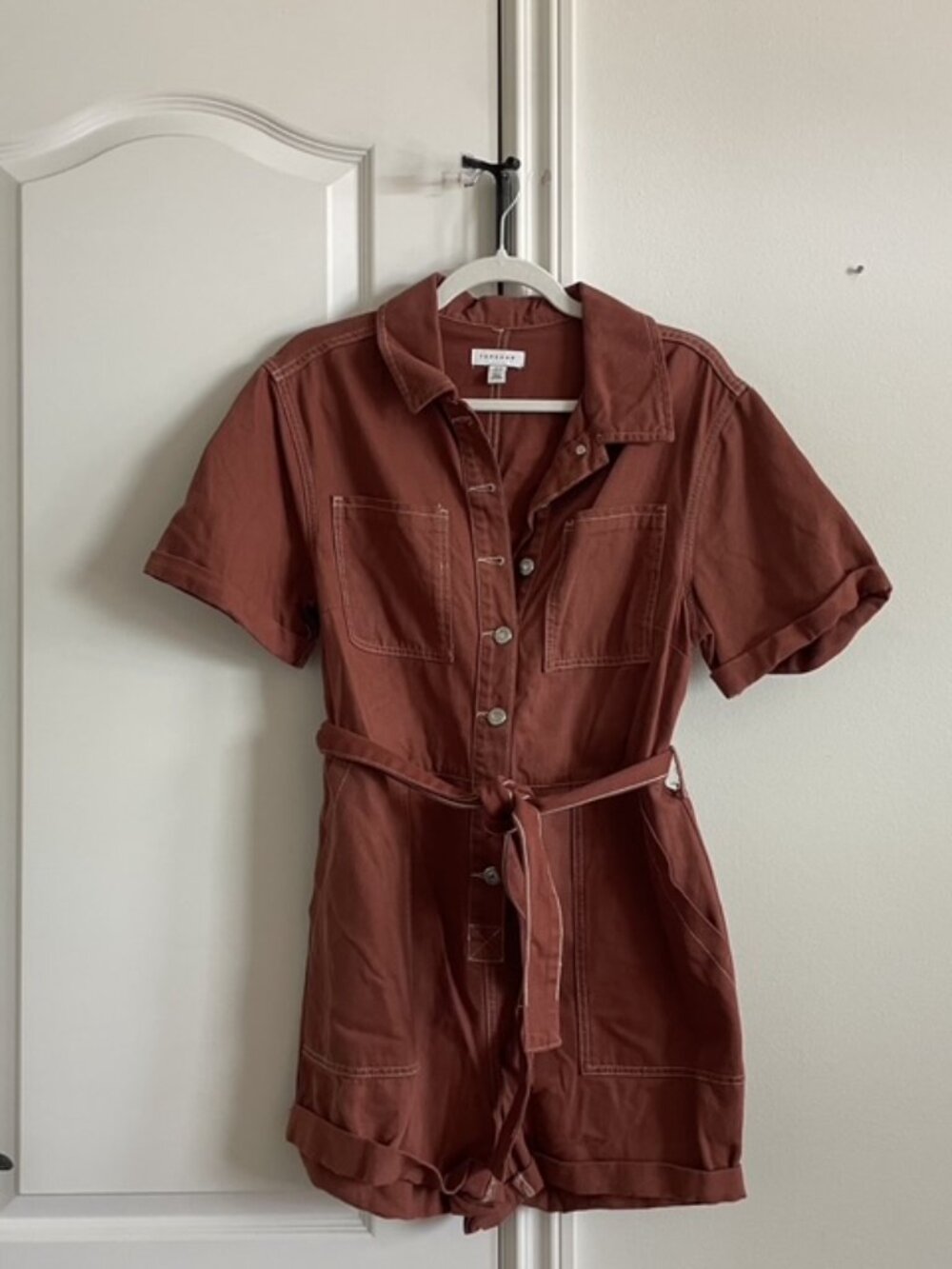 Topshop Burnt Orange/Rust Utility Romper / Size 8
